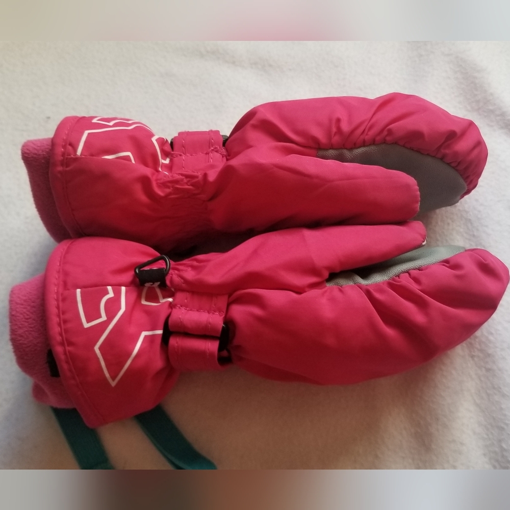 Skiset girls waterproof insulated pink mitten gloves size 8